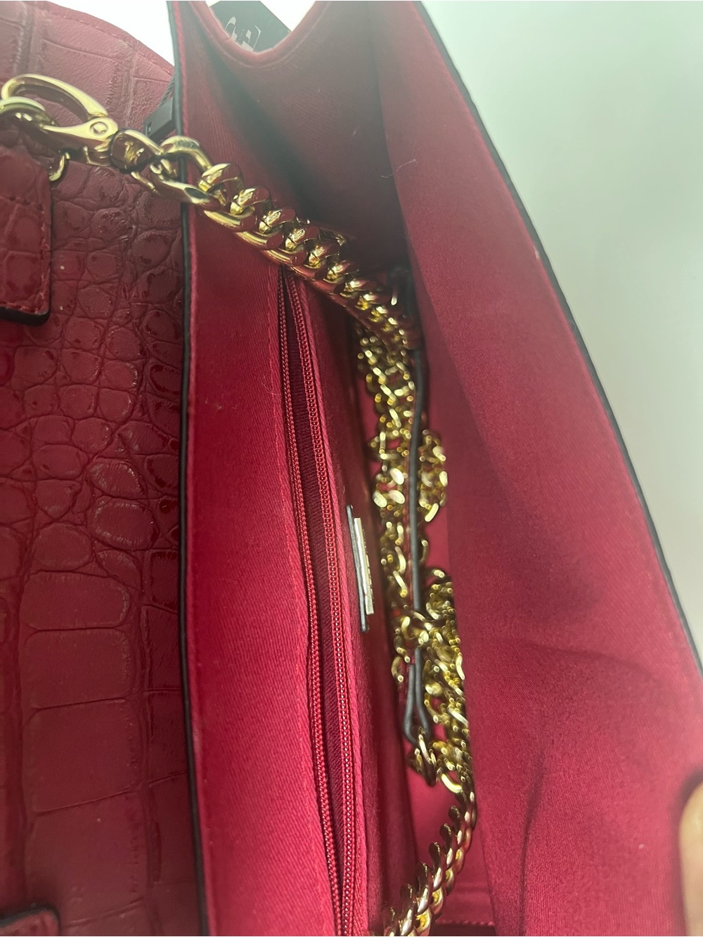GUESS Pink Croc-Embossed Women's vegan Leather Bag - Picture 15 of 16
